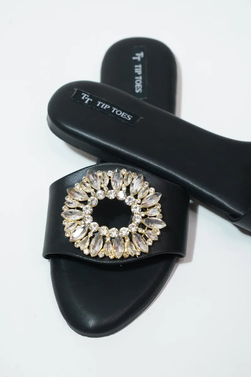 Crystal Bloom Black Flat TT17