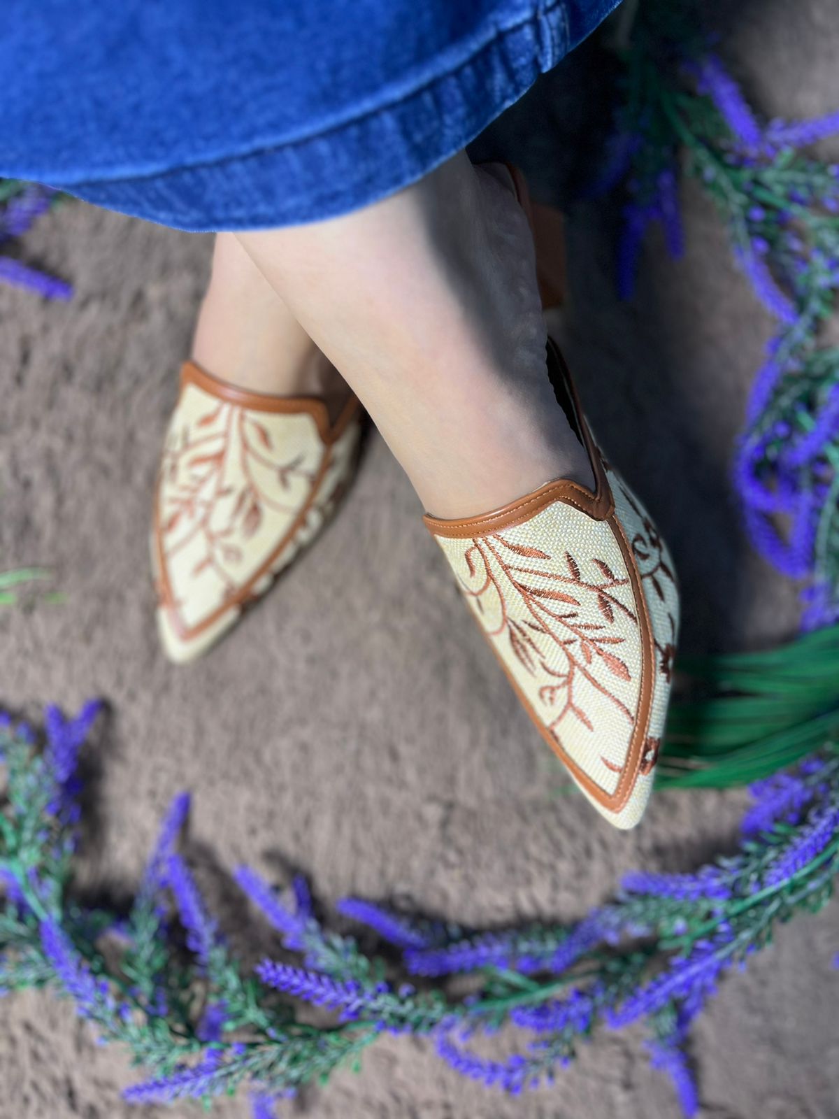 Kashmiri Brown Block Heel Mules TT151