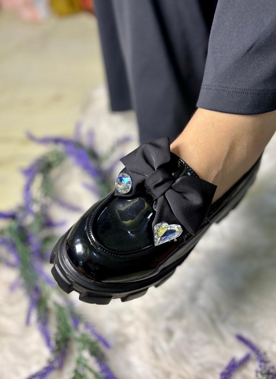 Black Bow Loafers TT165