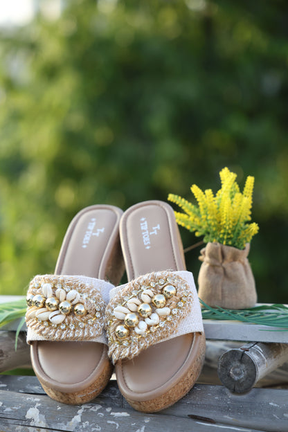 Golden Jute Wedges TT96