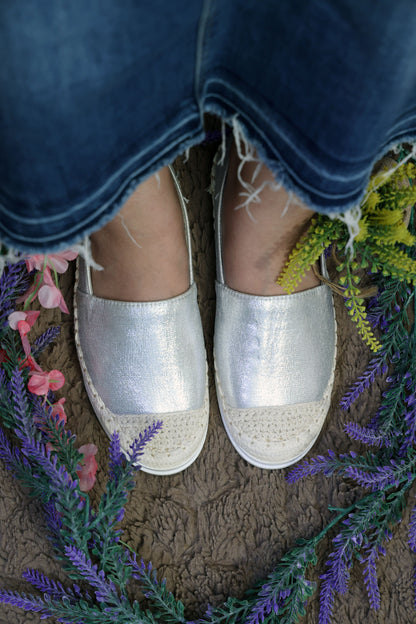 Shimmer Silver Espadrilles TT113