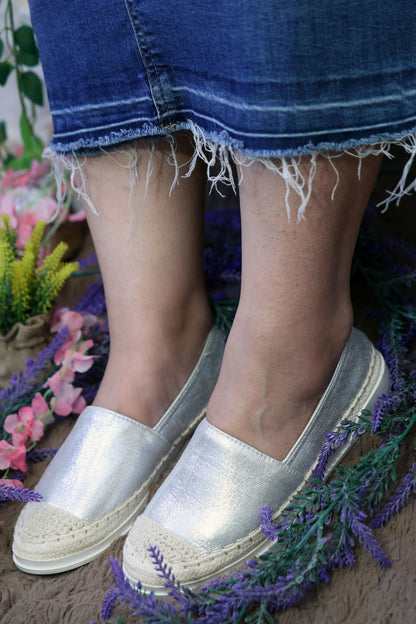 Shimmer Silver Espadrilles TT113