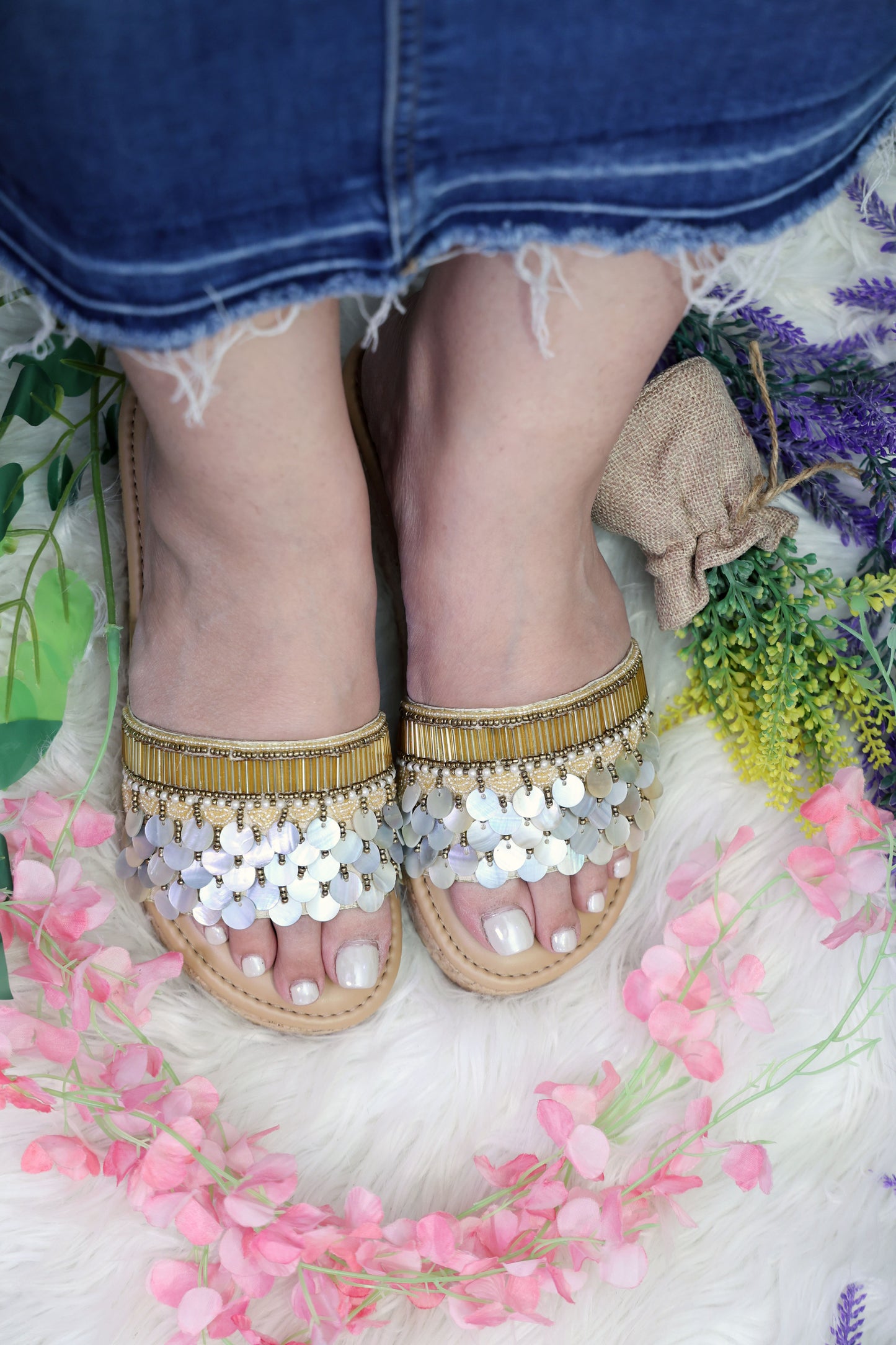Golden Mother Pearl Wedges TT112