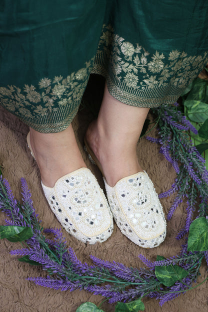 Mirror Embellished Flat Mules TT125