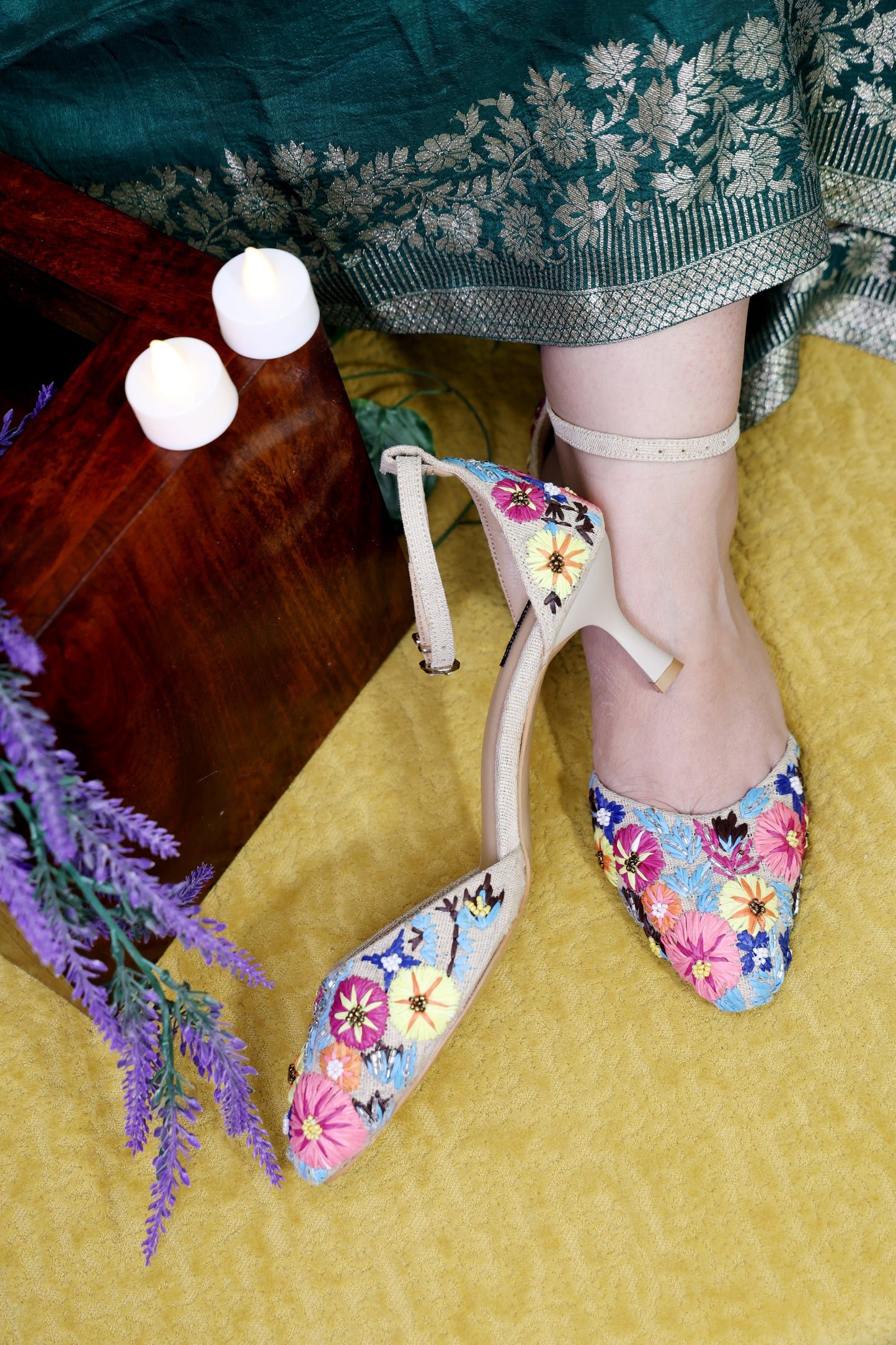 Nude Phoolkari Heels TT141