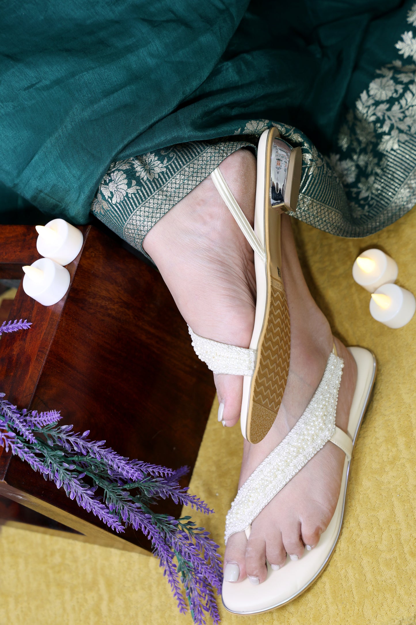 White Pearl Thread Anklet TT139