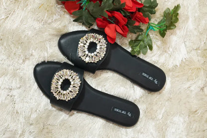 Crystal Bloom Black Flat TT17