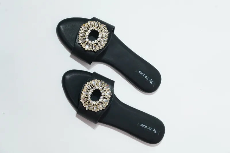 Crystal Bloom Black Flat TT17