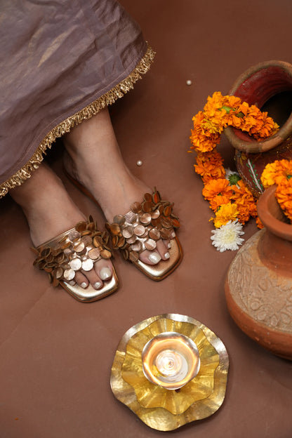 Rose Gold Metal Coin Flats TT77