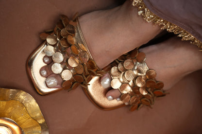 Rose Gold Metal Coin Flats TT77