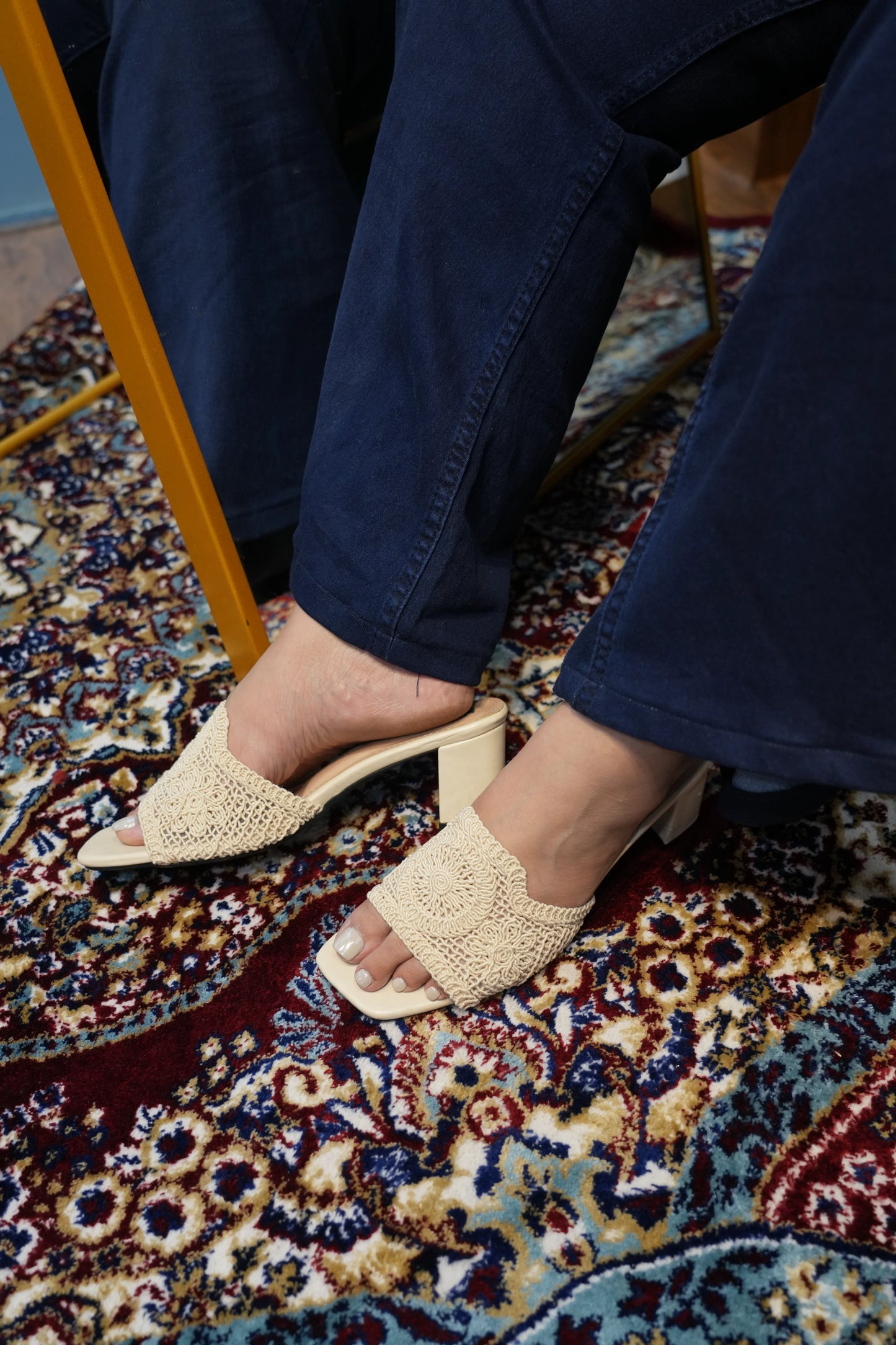 White Crochet Heels TT55