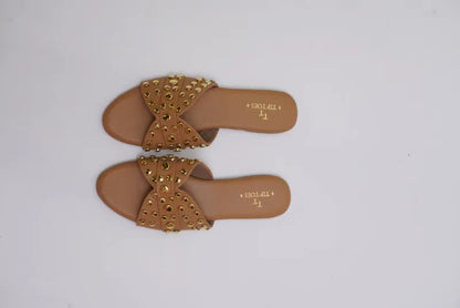 Shine Brown Bow Slides TT36