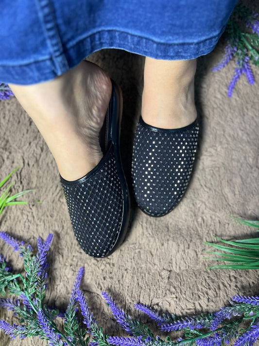 Knitted with Surroskie Black Mules TT149