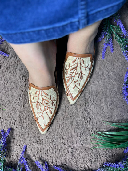 Kashmiri Brown Block Heel Mules TT151