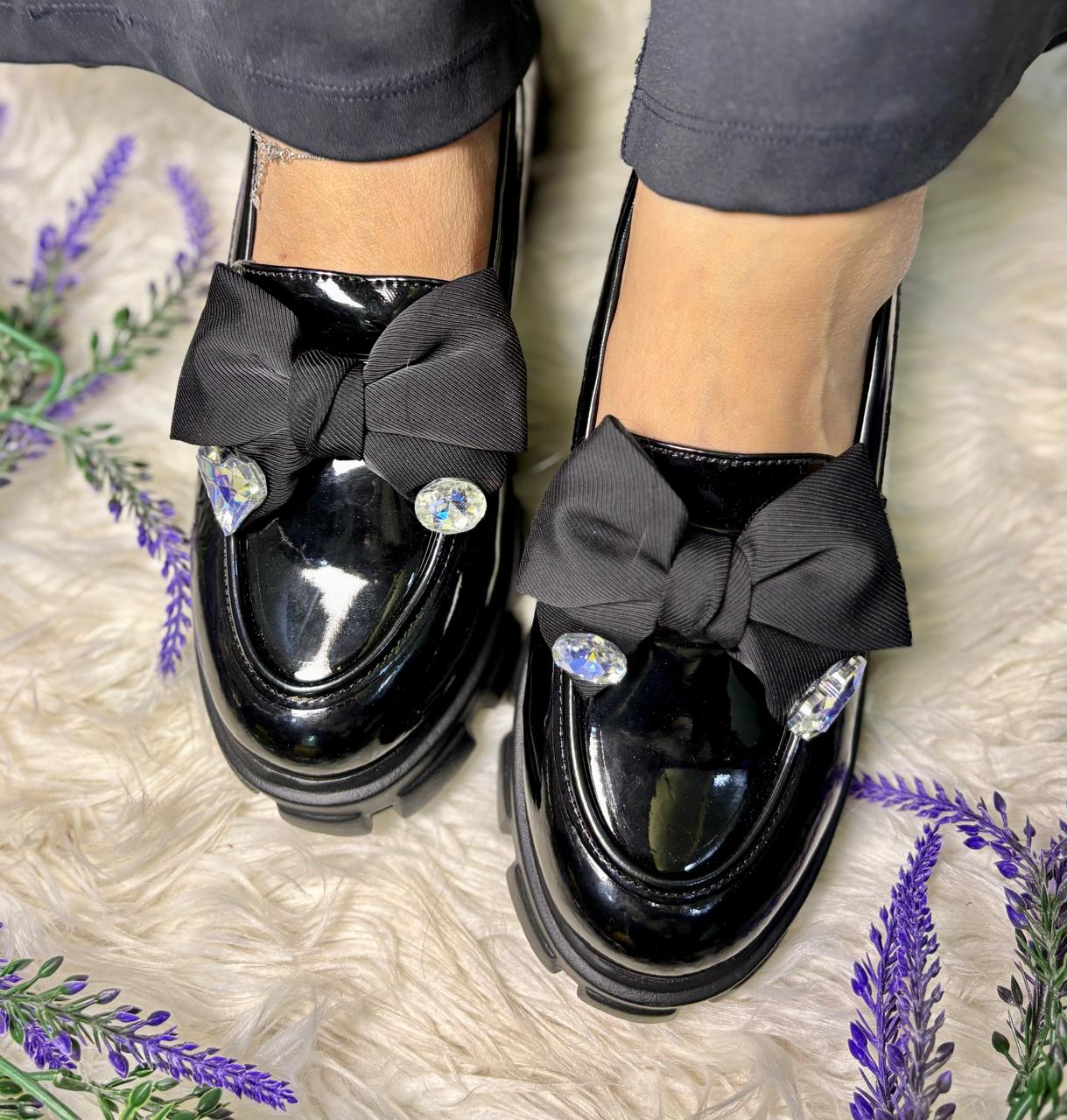 Black Bow Loafers TT165
