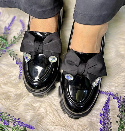 Black Bow Loafers TT165