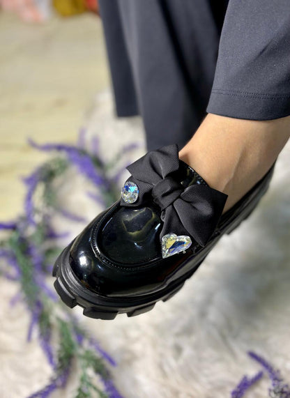 Black Bow Loafers TT165