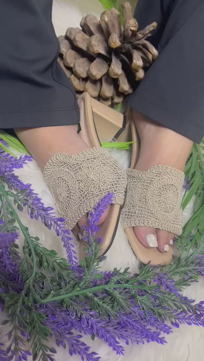 White Crochet Heels TT55