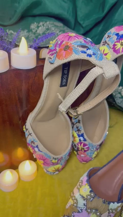 Nude Phoolkari Heels TT141